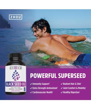 Zhou Nutrition Black Seed Oil - 60 Vegetarian Capsules for Wellness - Buy Online on GoSupps.com