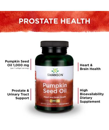 Swanson Pumpkin Seed Oil 1000 mg | 100 Softgels | Premium Health Support - Buy Online on GoSupps.com