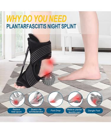 Adjustable Plantar Fasciitis Night Splint for Men & Women - Relief for Achilles Tendonitis & Foot Drop - Black Orthotic Brace - Buy Online on GoSupps.com