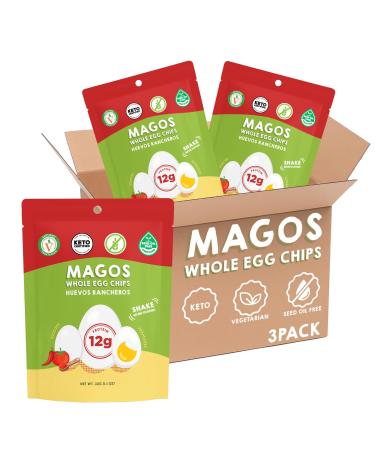 Magos Egg Chips Huevos Rancheros, Healthy Snack, High Protein Low Carb, Light Cracker-Style Crunch, 1.1 oz Bags Keto, Vegetarian & Carnivore Friendly, No Gluten Ingredients (3-Pack)