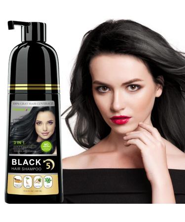 Instant Black Hair Shampoo  3 in 1 Natural Black Hair Dye Shampoo with Herbs  Cover Greys Hair for Men & Women  Permanent Black Hair Color - Ammonia Free  Herbal Black Hair Dye 400ml (Black)