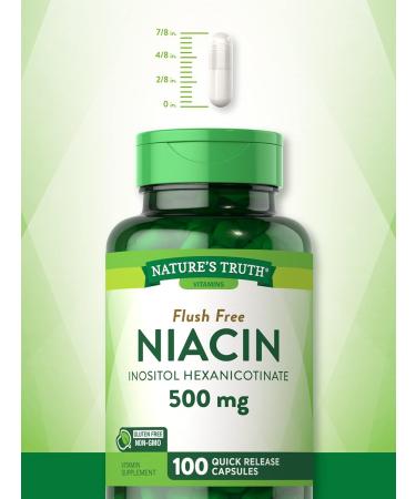 Nature's Truth Flush Free Niacin 500mg | 100 Capsules | Non-GMO & Gluten-Free - Buy Online on GoSupps.com