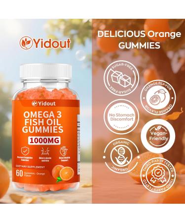 Omega 3 Fish Oil Gummies Delicious Orange Flavor Fish Oil Gummy Supplements for Joint Heart Health & Brain Support (60 Count(Pack of 1)) 60 Count (Pack of 1) - Buy Online on GoSupps.com