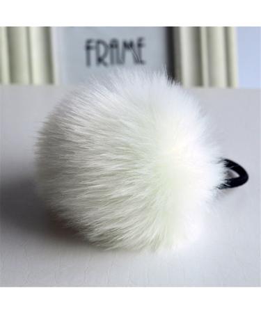 Pom Pom Flurry Ball Hair Ties | Elastic Ponytail Holders | Faux Rabbit Fur Hair Accessories - 2pcs (White) - Buy Online on GoSupps.com