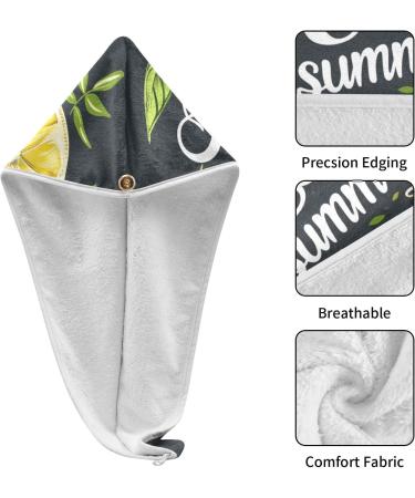 Hello Summer Lemon Black Hair Towel 2 Pack | Super Absorbent Quick Dry Hair Turbans for Women & Girls - Buy Online on GoSupps.com