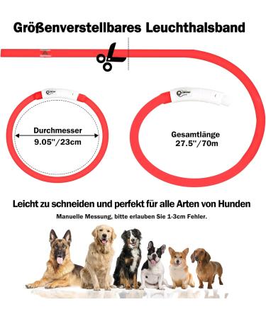 Buy Nepfaivy LED Dog Collar - USB Rechargeable Waterproof Adjustable Length 3 Lighting Modes for Safety - Red Silicone - Buy Online on GoSupps.com