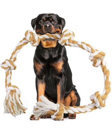 Extra Large Dog Toy Rope for Aggressive Chewers | 127cm Tough 7 Knot Indestructible Cotton Tug Toy for Large & Medium Breeds - Buy Online on GoSupps.com
