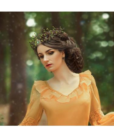 MOSTORY Handmade Green Elf Crown for Wedding Woodland Twig Tiara Headband Forest Crystal Headpiece for Women Womens Fairy Cosplay Costume Hair Accessories Renaissance Fair Medieval Party Proms - Buy Online on GoSupps.com