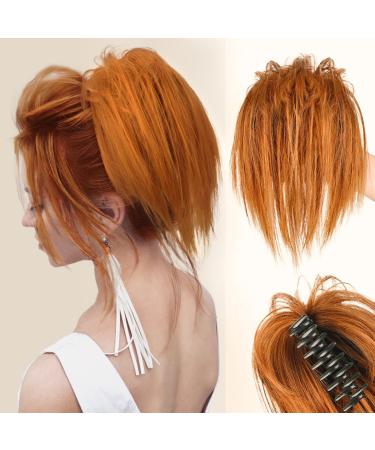 Orange Messy Bun Hair Extensions Claw Clip Short Ponytail Hair Extensions Natural Straight Synthetic Fake Hairpiece Short Bun Hair Chignons for Women Girls - Buy Online on GoSupps.com