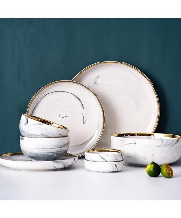Dinner Plates 20-Piece Kitchen Dinnerware Set Service for 4 Modern Elegant Dinner Plate Sets Durable Ceramic Serving Plate Set Gold Edge Marble Plates Kitchenware - Buy Online on GoSupps.com