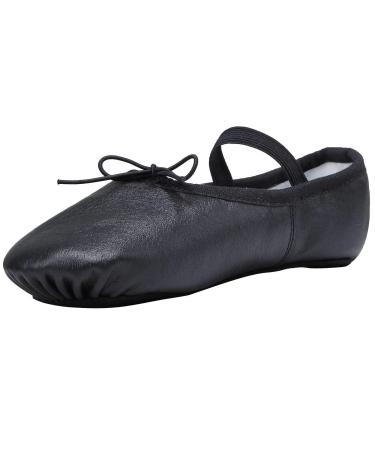 Linodes Leather Ballet Shoes/Ballet Slippers/Dance Shoes (Toddler/Little/Big Kid/Women) 5 Toddler Black