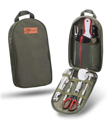KissAir Portable Camp Kitchen Utensil Organizer Set - BBQ Camping Cookware Travel Kit with Flatware, Water Resistant Case, Cutting Board, Rice Paddle, Tongs, Scissors (Army Green) - Buy Online on GoSupps.com