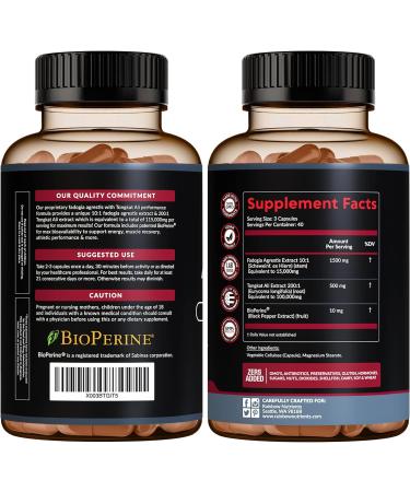 Fadogia Agrestis & Tongkat Ali Supplement - 15 000mg Fadogia + 100 000mg Tongkat Ali + BioPerine - Boost Stamina Strength & Muscle Health - Non-GMO Made in USA - 120 Capsules - Buy Online on GoSupps.com