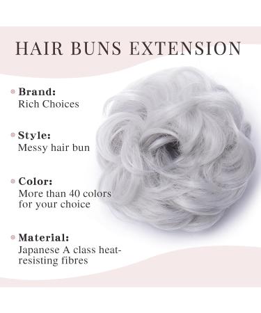 Silver Gray Wavy Curly Messy Hair Bun Scrunchie - 40g Hairpiece Extension - Buy Online on GoSupps.com