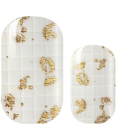 Avoa Beauty nail film - "Off the grid white gold vertebrae wave swirl transparent nail art design 16 thin self -adhesive long -lasting nail wraps