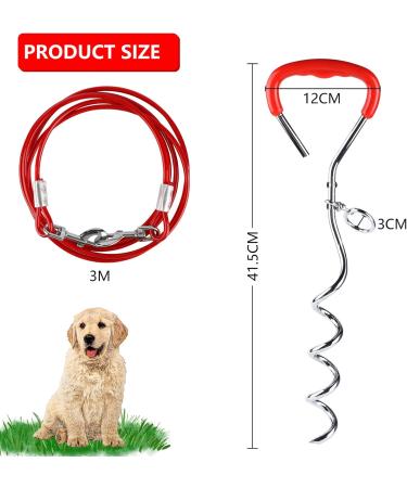 EfuturTime Large Dog Tie-Out with 3m Leash & Ground Anchor | Ideal for Outdoor Camping & Farms | Perfect for Small to Large Dogs - Buy Online on GoSupps.com