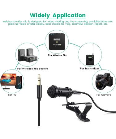 Weishan Media Mod Mic for GoPro HERO11-9 Black Action Camera | Lavalier Lapel Microphone with Clip | Compatible with GoPro Pro 3.5mm Mic Adapter | 5ft Cable for Vlogging - Buy Online on GoSupps.com