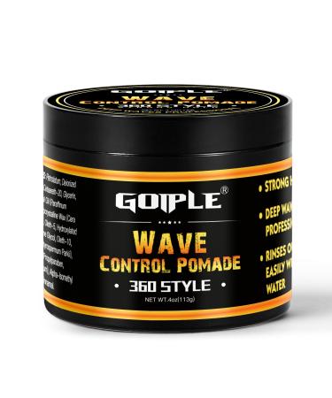 Natural Pomade for Men's Strong Hold and Layered Waves - Easy Wash Hair Cream Grease for Moisture Control and Silky Shine 4oz 4oz wave pomade-1pc