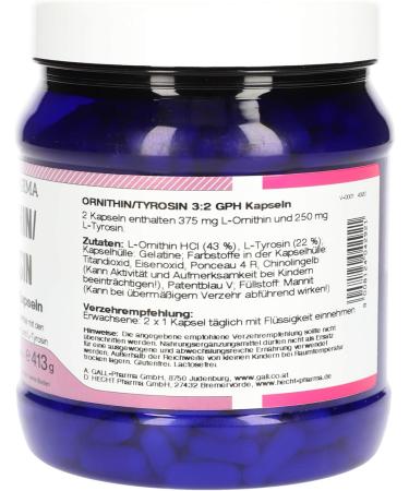 Buy Gall Pharma Ornithine/Tyrosine 3:2 GPH Capsules - 750 Pieces | International Shipping Available - Buy Online on GoSupps.com