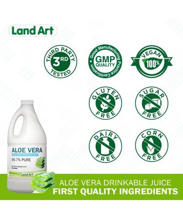 Organic Pure Aloe Vera Juice - Cold-Processed from Texas Fresh Leaves - 50.7 fl oz - Gastrointestinal Aid - Buy Online on GoSupps.com