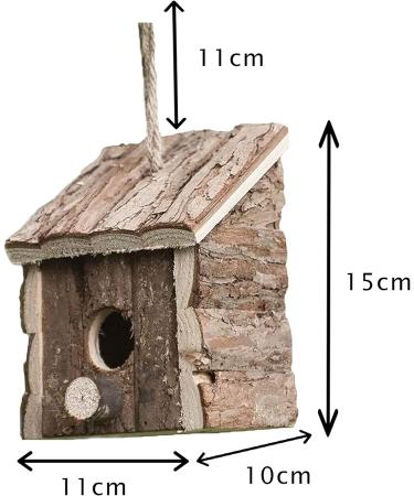 Garden Mile 2x Natural Wooden Bird Houses - Traditional Hanging Wild Bird Nesting Boxes for Outdoor Garden Decor - Buy Online on GoSupps.com