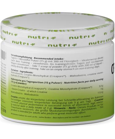 Creatin Matrix Powder - Creapure with Carbohydrates for Quick Absorption | Vegan Creatine Monohydrate 450g - Nutri + Creatine Express - Buy Online on GoSupps.com