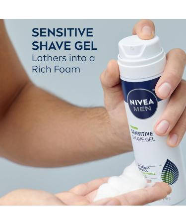 NIVEA MEN Sensitive Shave Gel - 3 Pack, 7 Oz Cans with Vitamin E, Chamomile, and Witch Hazel - Buy Online on GoSupps.com
