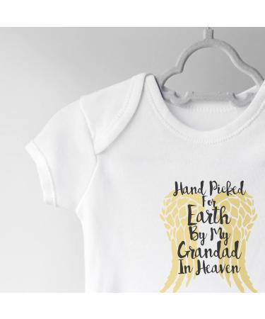 Hippowarehouse Hand Picked for Earth by My Grandad in Heaven Baby Vest Bodysuit - White, Short Sleeve | Boys Girls - Buy Online on GoSupps.com