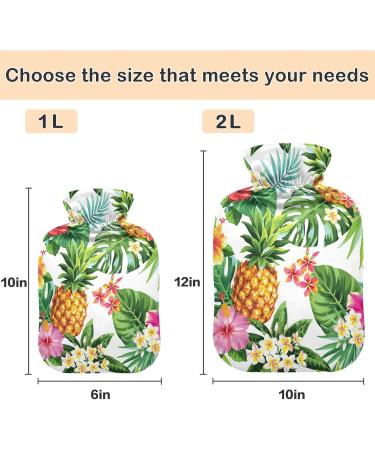 Naanle Palm Leaf Flowers Pineapple Water Bottle - 1L Transparent Hot Water Bottle for Pain Relief & Heat Therapy - Buy Online on GoSupps.com