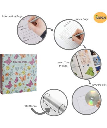 Arpan Large Slip In Pockets 3-Ring Binder Photo Album - Holds 500 6x4 Photos - Butterfly Design - Ideal for Wedding, Baby, Birthday - 34 x 33 x 4 cm - Buy Online on GoSupps.com
