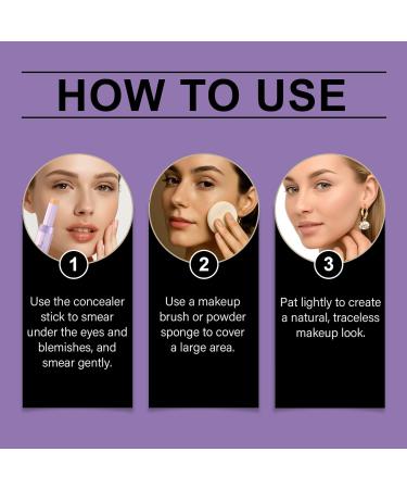  homomdy Full Coverage Concealer Stick Waterproof Long-Lasting Moisturizing Concealer Stick Covers Imperfections and Dark Circles Brightens Under-Eye Skin Suitable for All Skin Tones (2 pcs) - Buy Online on GoSupps.com