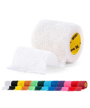 SPORTTAPE Self-Adhesive Football Sock Tape | 5cm x 4.5m - White | Cohesive Bandage Sock Wrap Shin Pad Tape | Goalkeeper Wrist Tape & Football Ankle Tape | Pet & Vet Wrap for Dogs Horse - Single Roll White 5x450 cm (Pack of 1)