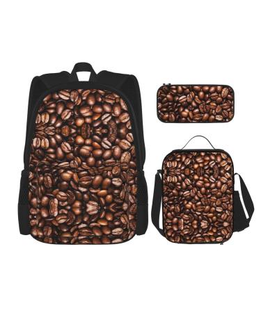 Funny Roasted Coffee Beans School Bag + Pen Case + Lunch Bag Combo 3-Piece Set Combo. Funny Roasted Coffee Beans One Size