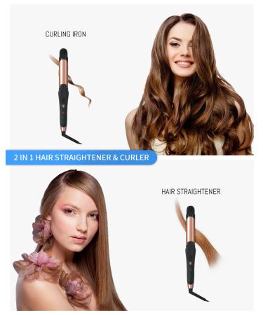 AmoVee Travel Curling Iron - Mini Dual Voltage 2-in-1 Flat Iron & Hair Straightener for Travel (1 Inch Black - Buy Online on GoSupps.com