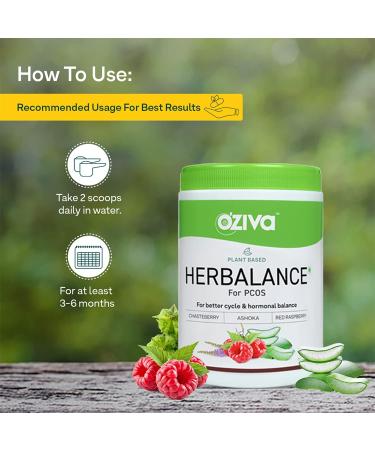 OZiva HerBalance for PCOS (Chasteberry Shatavari Red Raspberry Ashoka) - Hormonal Balance 250g (Pack of 1) - Buy Online on GoSupps.com