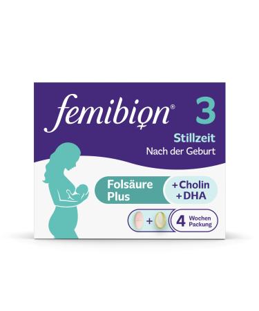 Femibion 3 Stallion daily nutritional supplement for lactation with choline DHA folic acid metafolin 4-week pack 2 x 28 pieces 56 pieces (1 Pack)