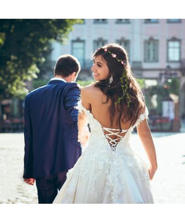 Buy Blessing 2Pcs Boho Flower Wreath Hair Crown - Pink Roses Headband for Brides Weddings & Parties - Perfect for Girls & Special Occasions - Buy Online on GoSupps.com