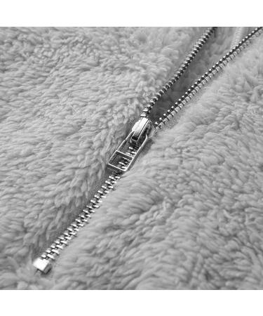 Bigfanshu Women's Sweaters Fashion Long Sleeve with Cap Double-Sided Plush Zipper Sweatshirt Blouse Gray - Buy Online on GoSupps.com