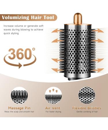 Large Round Volumizing Brush for Dyson Airwrap | Big Size Hair Blow Dryer Attachments & Accessories (Gold - Buy Online on GoSupps.com