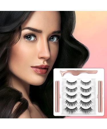 Veshely Natural Magnetic Eyelashes with Eyeliner - 5 Pair Reusable 3D False Lashes Set for Natural Look - Buy Online on GoSupps.com