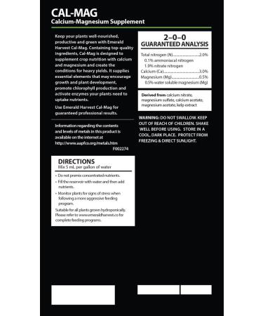 Emerald Harvest Cal-Mag Calcium-Magnesium Supplement 0.95 L - 723950 - Buy Online on GoSupps.com
