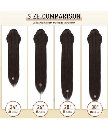 Sofeiyan 30 Long Straight Jet Black Ponytail Extension - Clip in Synthetic Hairpiece for Women - Buy Online on GoSupps.com