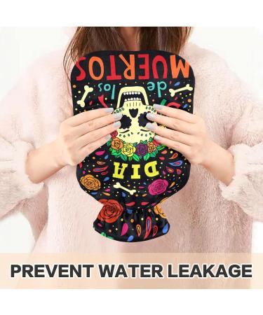 Naanle Dia de los Muertos Hot Water Bottle with Cover | 1L Transparent Hot Water Bottle for Pain Relief & Heat Therapy | Ideal for Hands & Feet - Buy Online on GoSupps.com