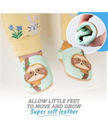 Soft Sole Leather Baby Shoes for Boys and Girls | Toddler Walking Shoes 18-24 Months - Sloth Design - Buy Online on GoSupps.com