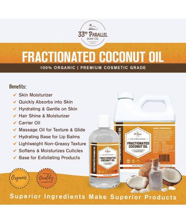 Organic Fractionated Coconut Oil 16 oz - 100% Pure Non-GMO Cold Pressed | Premium Carrier Oil for Skin Hair & Soap Making - Buy Online on GoSupps.com