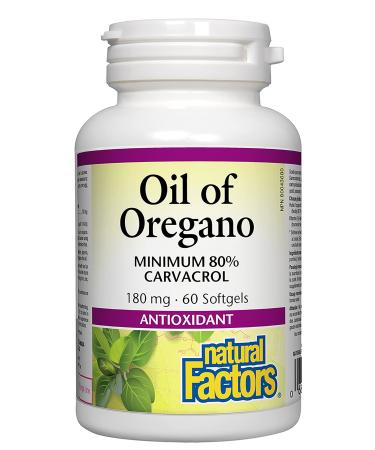 Natural Factors - Oil of Oregano 180mg, With Extra Virgin Olive Oil, 60 Count