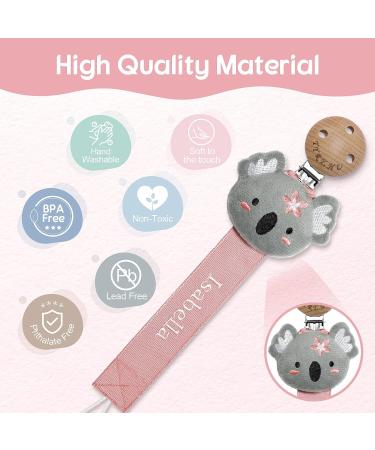 Personalized BPA-Free Dummy Clips for Baby - Custom Name Soother Chain Holder - Unisex Newborn Gift - Koala Design - Buy Online on GoSupps.com