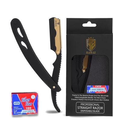 Ramaz razor-high-quality beard knife made of stainless steel with 100 razor blades- professional hairdresser with interchangeable blade razor men for the wet shaving of the beard