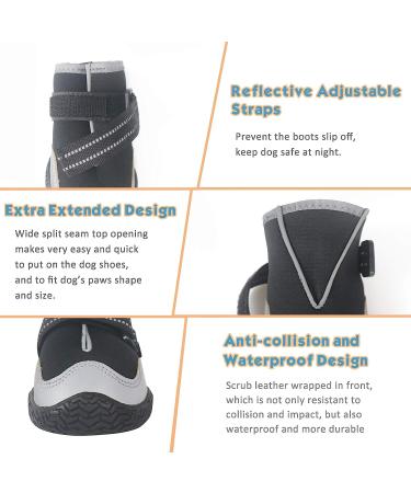 Dog Winter Boots for Large, Small, and Medium Dogs - Anti-Slip Snow Shoes for Hiking and Hardwood Floors - Reflective Straps - 4PCS Set, Black - Size 4 - 2.32 x 3.15 (W*L) - Buy Online on GoSupps.com