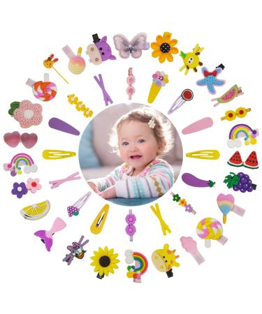 42 Pieces Baby Hair Clips Hair Pins Hair Bows for Girls Hair clips Set For Baby Girls Teens Toddlers Toddler Girls Hair Accessories Baby Girl Hair Clips with Cute Animal Fruit Flower Pattern Candy fruit